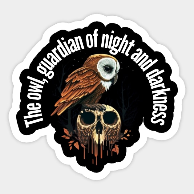 Owl on top of skull Sticker by Crazy skull